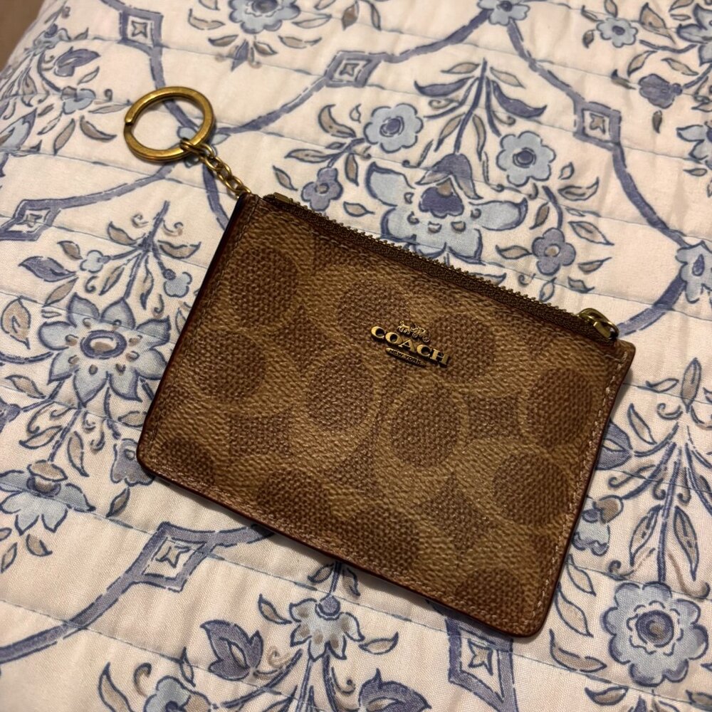 Mini Skinny Id Case In Colorblock Signature Canvas